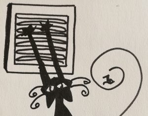 dessin chat fait ses griffes sur un griffoir maison