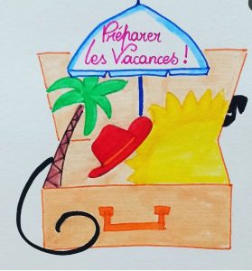 dessin vacances avec son chat et son chien