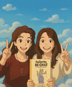 illustration de Marion Ruffié et Delphine Oulès présentant leur livre Toilette de chat